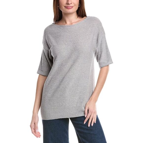 Lafayette 148 New York WomensRelaxed Linen-Blend Pullover Brown